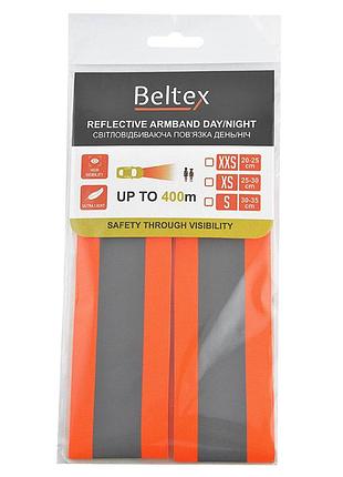 Світловідбивна пов'язка beltex оранжева xs 25-30см для дітей захисна пов'язка для безпеки на дорозі dm-11