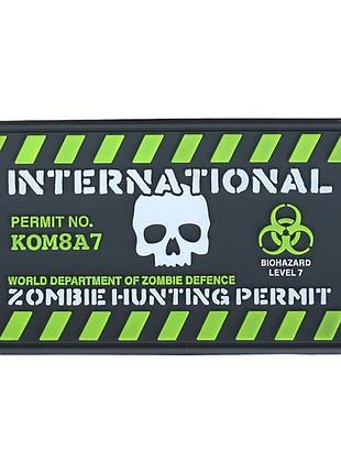 Шеврон/патч для военнослужащих kombat uk zombie hunting permit 8x5см vt_33