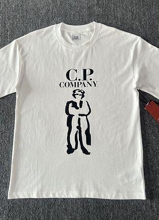 Футболка c.p. company білого кольору, розміри m/l