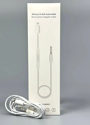 Кабель 1м aux foxconn lightning to audio 3.5 white (mh021) перехідник