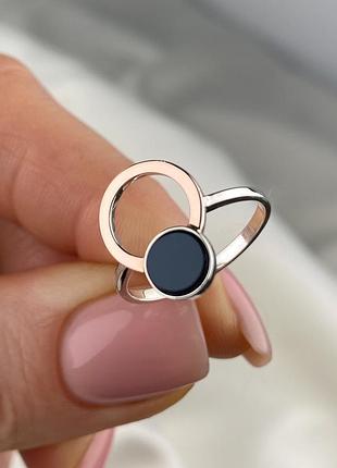 Серебряная кольца с пластинами золотая