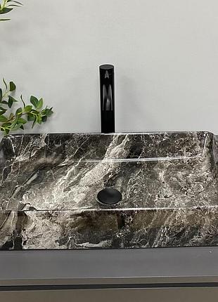 Умивальник накладний vbi triest 615x350x115мм прямокутний мармур vbi-012717