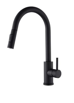 Смеситель для кухни с выдвижной лейкой vbi flusso черный латунь vbi-055000bl