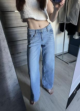 Джинси h&m зі стразами блискітками прямі широкі низька посадка low wide leg