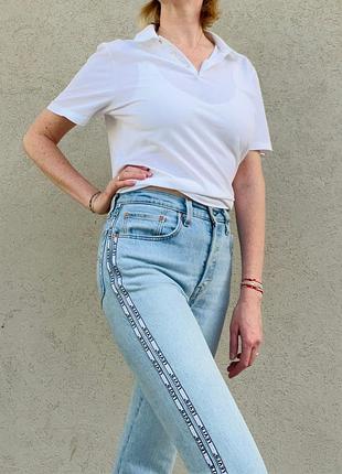 Винтажные джинсы levi's 501: высокая талия, светло-голубые полосы по бокам размер 27