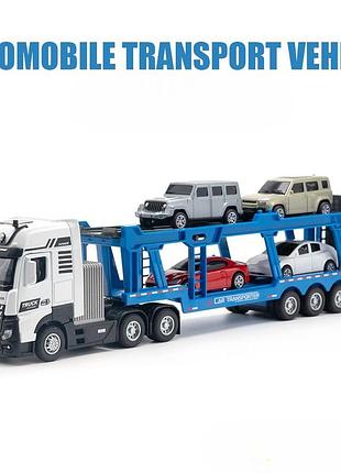 Машина автовоз automobile transport vehicle с инерционным механизмом, светом, звуком и 4-мя металлическими машинами