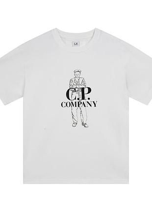 Футболка c.p. company білого кольору, розміри m/l