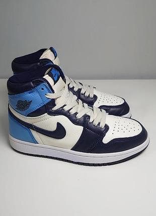 Кроссовки nike air jordan 1 retro mid 555088-140 leather blue/white 36 р. оригинал
