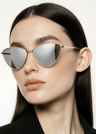 Сонцезахисні окуляри h&m котяче око сріблясті дзеркальні cat eye uv400 cat.2