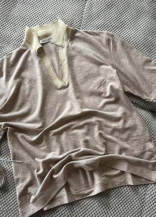 Елегантне бежеве поло  з делікатною шовковою аплікацією la fileria cashmere