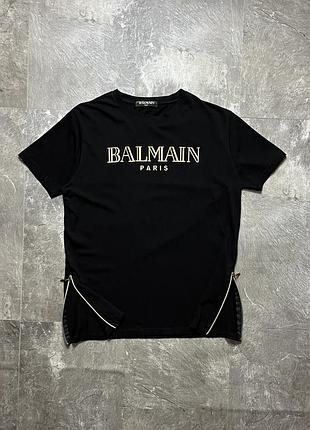 Футболка balmain балмеін чоловіча оригінал ideal чорна золотий лого м