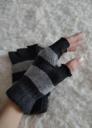 Перчатки митенки в полоску женские unisex митенкие мотенки