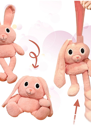 Мягкая игрушка mishaexpo заяц с ушами и выдвижными ногами 80 см розовый