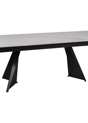 Стол раскладной laconi 160(220)x90 см белый/черный обеденный кухонный