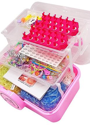 Детский набор для плетения браслетов "loom" 16202(pink) в чемодане