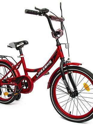 Велосипед дитячий 2-х колісний 18" 211801 (rl7t) like2bike sky, бордовий, рама сталь, з дзвінком