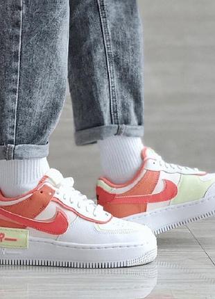 Кроссы с цветными вставками nike air force 1 shadow женские. кроссовки для девушек найк аир форс шедоу.