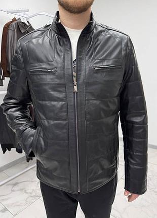 Чоловіча куртка шкіряна стегана кожанка
