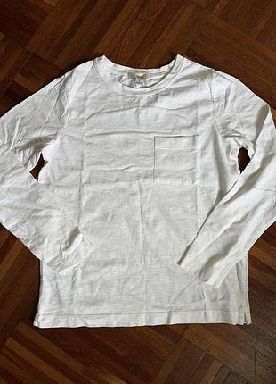 Новий білий бавовняний лонгслив m&s collection 8/36/ s /xs uk 🇬🇧
