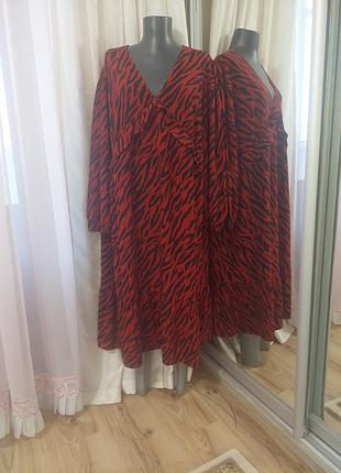 Вискозное с объемными рукавами платье 👗