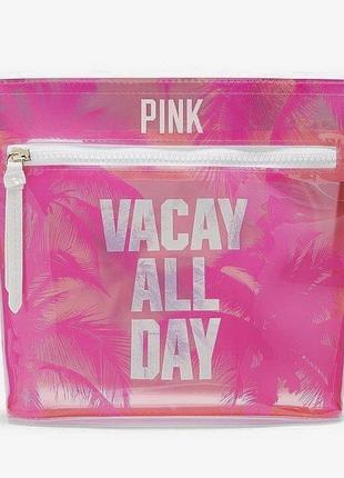 Косметичка pink by victoria’s secret рожева прозора силіконова