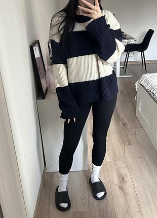 Светр h&m оверсайз у смужку з додаванням шерсті