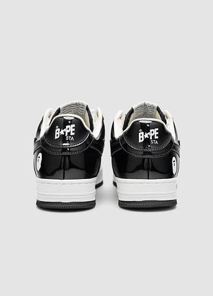 Bape a bathing ape bape sta patent leather black/white
