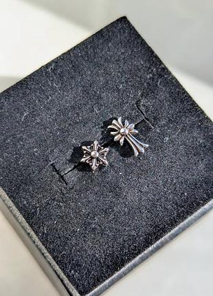 Сережки chrome hearts mini silver