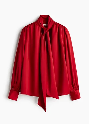 H&amp;m красная шифоновая блуза с завязками на шее