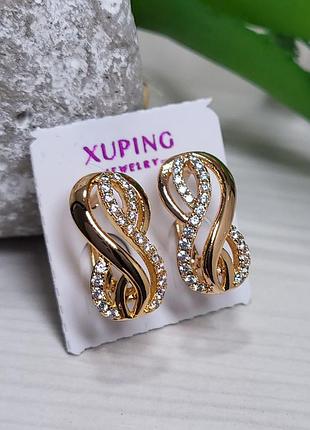 Серьги из медицинского золота позолота 18к xuping