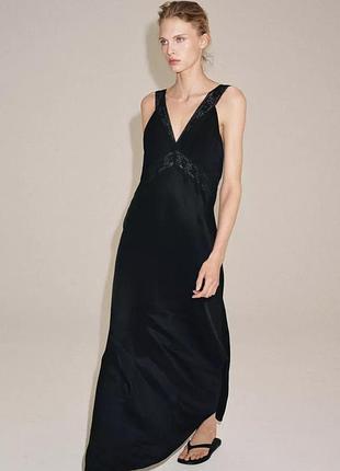 Атласное платье zw collection с кружевом