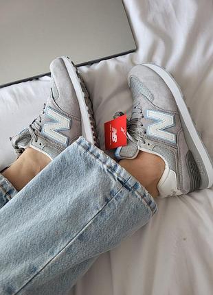 Кроссовки женские / мужские серые синие замшевые весенние