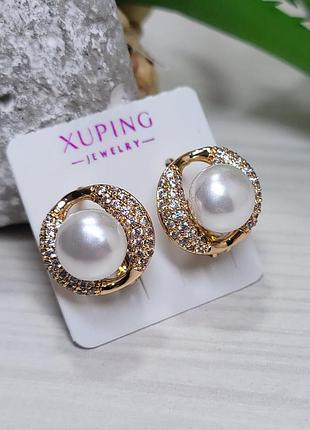 Серьги из медицинского золота позолота 18к xuping