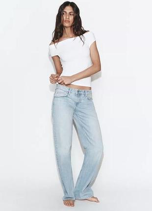Джинсы trf wide-leg с низкой посадкой