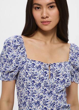 Легкий жіночий топ з короткими рукавами-ліхтариками h&m.