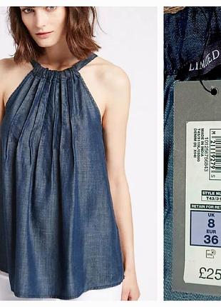 Нова 100% віскоза  джинсова блуза- топ р.8 від marks&spencer