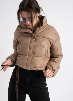 Куртка мокко, женская куртка (на синтепоне, из экокожи,  полубатал l. xl. 2xl