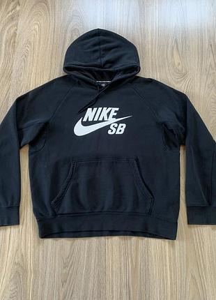 Мужская чёрная хлопковая худи с принтом nike sb