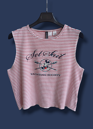 Бавовняна укорочена майка з міккі маусом h&m.