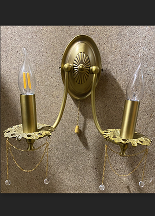Бра на 2 лампочки inl-6129w-02 golden-brass - чехия