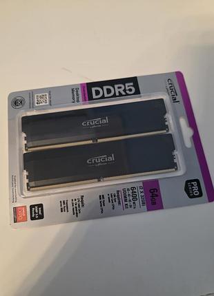 Crucial 64gb 6400mhz ddr5 pro (набір 2×32gb) (cp2k32g64c40u5b)