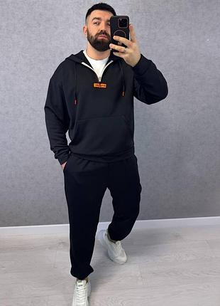Костюм спортивный мужской кофта и штаны двунить петля черный m/l, l/xl, xl/xxl