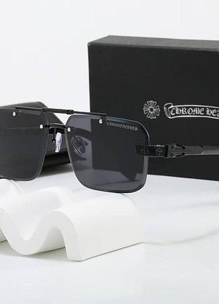 Мужские солнцезащитные очки черные chrome hearts летние брендовые с хорошей защитой пляжные классика поликарбонатные авиаторы мета