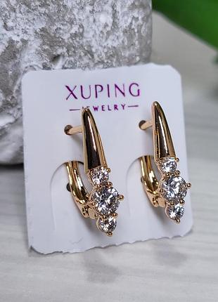 Серьги из медицинского золота позолота 18к xuping