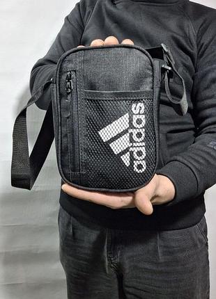 Барсетка adidas стильная черная сумка через плечо с логотипом