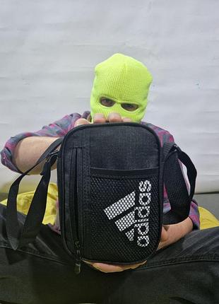 Барсетка adidas через плечо черная street стиль сумка
