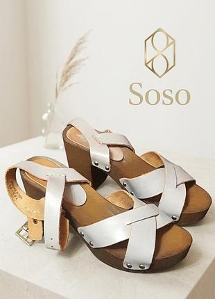 Жіночі босоніжки стилю 70х на платформі,шкіряні сабо soso,італія,р.37