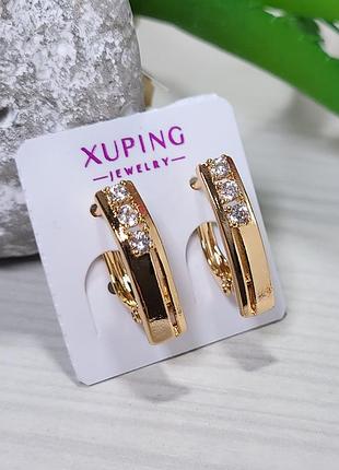 Серьги из медицинского золота позолота 18к xuping