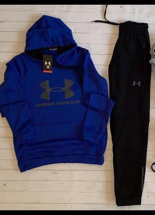 Стильний чоловічий спортивний костюм under armour з капюшоном дуже теплий на флісі1 фото