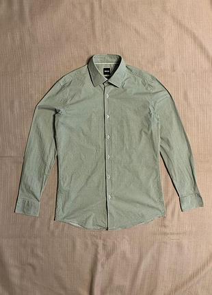 Сорочка hugo boss slim fit stretch, зелена, розмір m (40)
